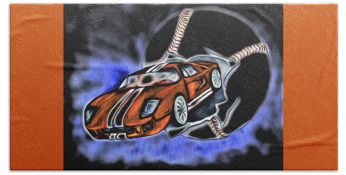 Abstract Beach Towel featuring the digital art Actual Sports Car Abstract by Ronald Mills