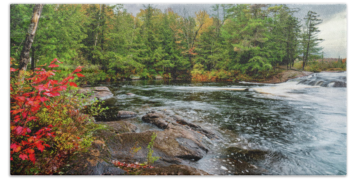 Fall Beach Towel featuring the photograph Adirondacks Autumn at Bog River Falls 2 by Ron Long Ltd Photography