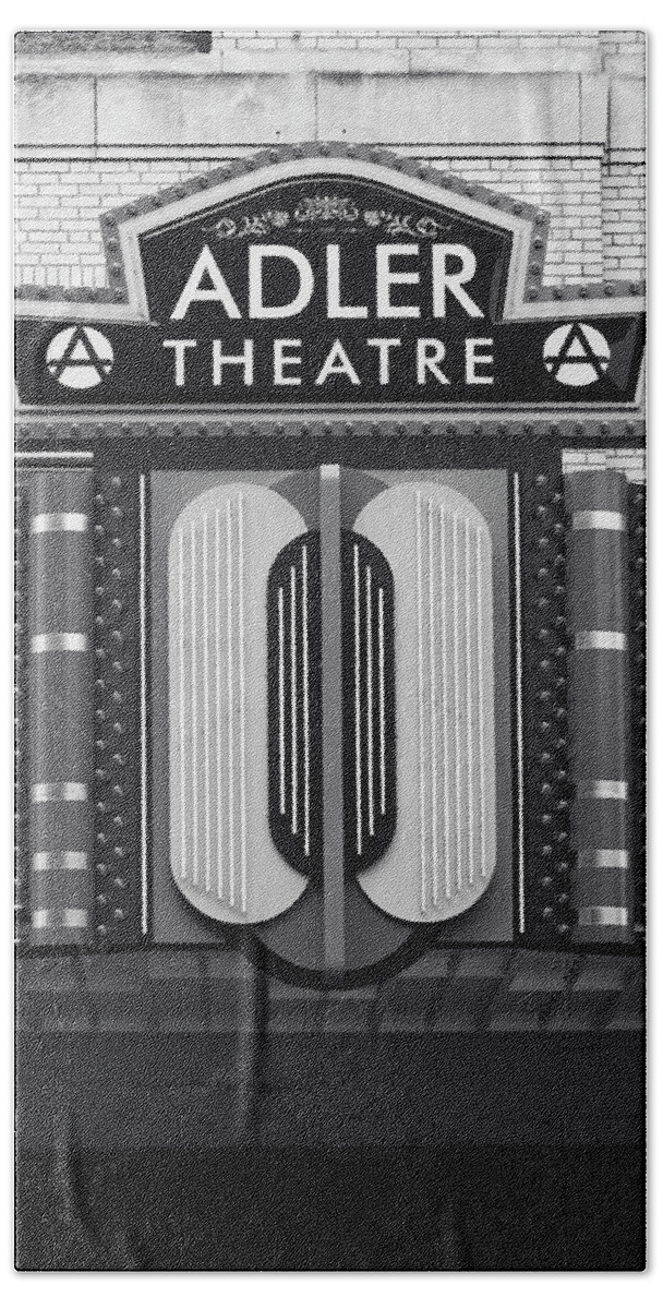 Hotel Mississippi Beach Towel featuring the photograph Adler Theatre Davenport BW by Christi Kraft