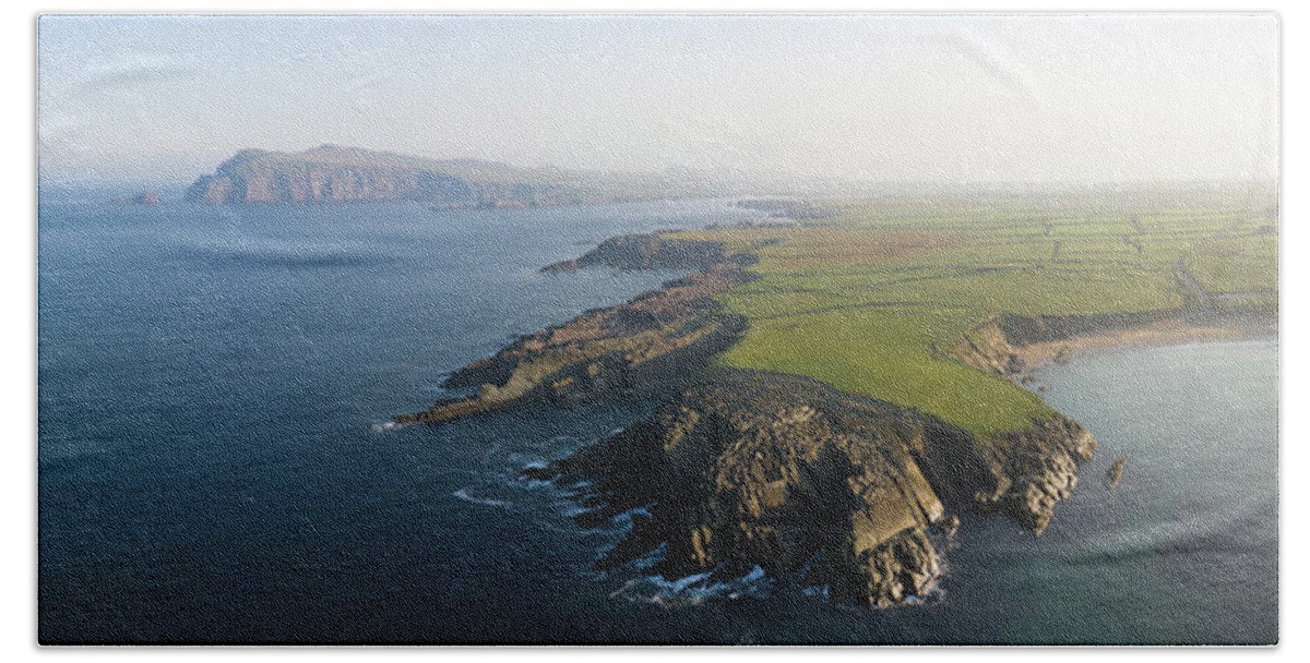 Panorama Beach Towel featuring the photograph Aerial of the Dingle Peninsula by Sonny Ryse