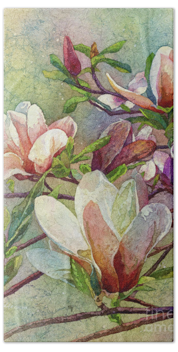 Magnolia Beach Towel featuring the painting After a Fresh Rain by Hailey E Herrera