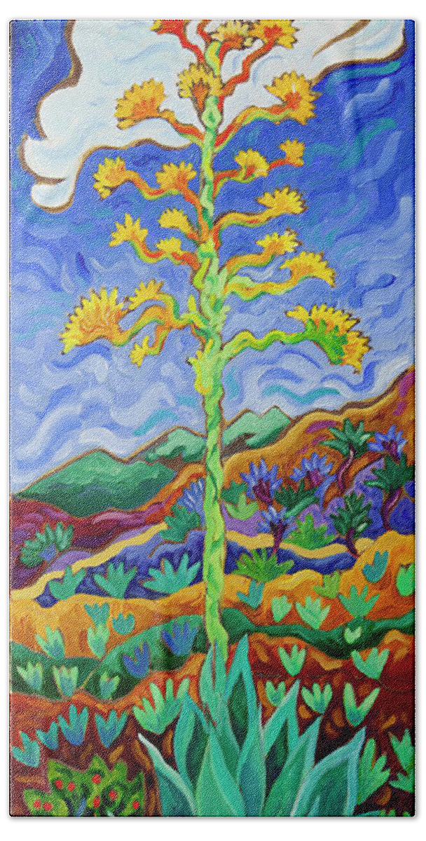 Crow Beach Towel featuring the painting Agave Berry by Cathy Carey