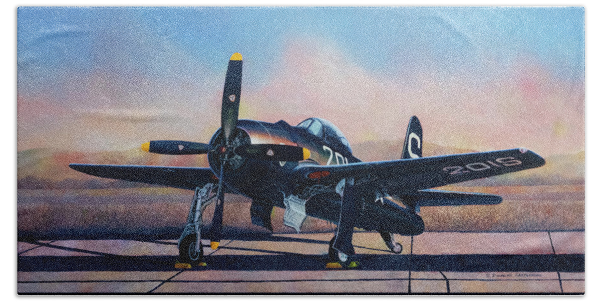 Flying Beach Towel featuring the painting Airshow Bearcat by Douglas Castleman