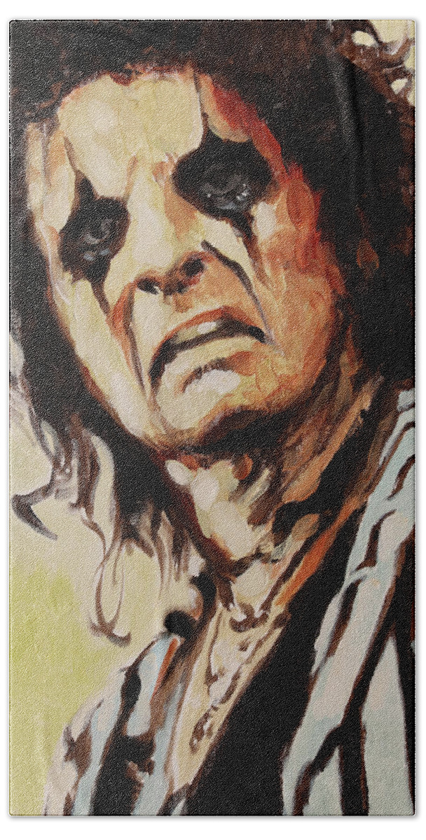 Alice Cooper Beach Towel featuring the painting Alice Cooper by Sv Bell