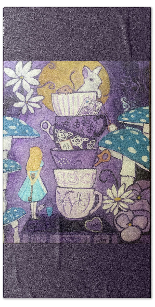  Beach Towel featuring the painting Alice in Wonderland by Jam Art