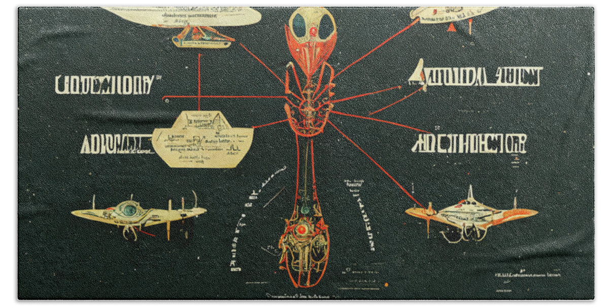 Alien Beach Towel featuring the digital art Alien Insects #7 by Nickleen Mosher