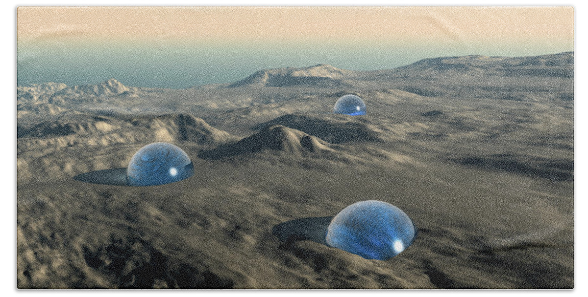 Mystery Beach Towel featuring the digital art Alien Spheres by Phil Perkins