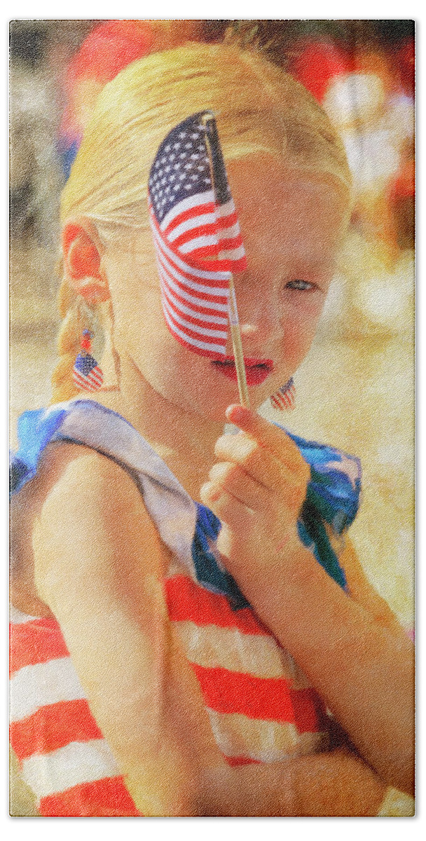 Cody Beach Towel featuring the photograph All American Girl on the 4th of July by Craig J Satterlee