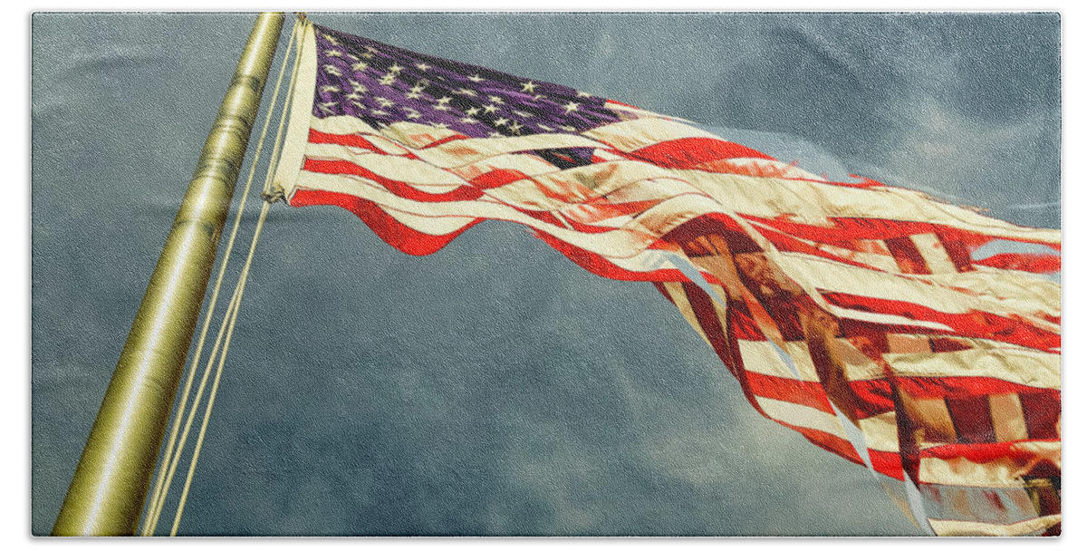 American Flag Beach Towel featuring the photograph American Flag 7 by Amelia Pearn