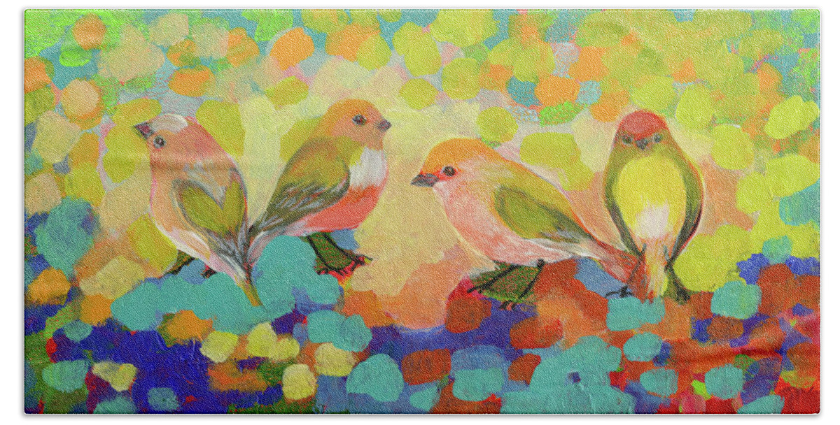 Bird Beach Towel featuring the painting Amongst Friends by Jennifer Lommers