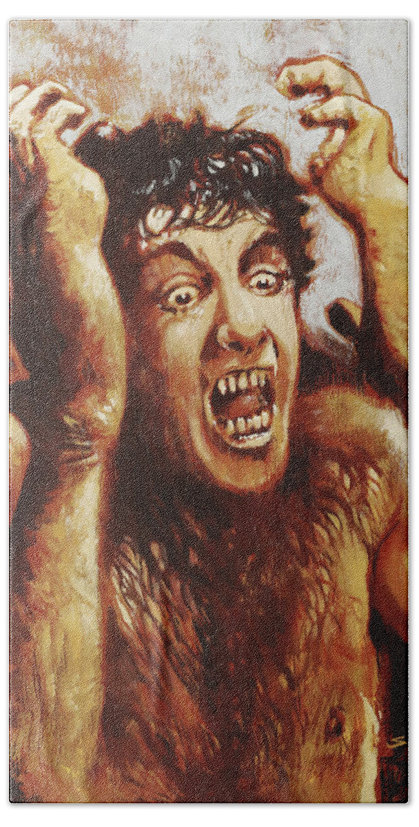 Werewolf Beach Towel featuring the painting An American Werewolf in London - David Naughton by Sv Bell