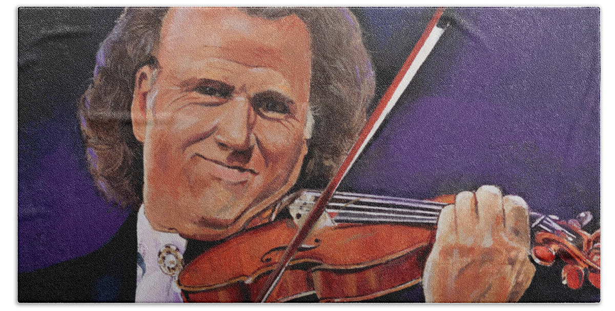 Andre Rieu Beach Towel featuring the painting Andre Rieu by Bill Dunkley