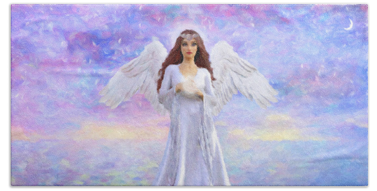  Beach Towel featuring the painting Angel Afriel by Trask Ferrero