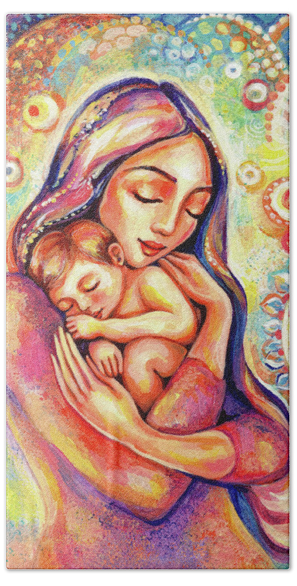 Mother And Child Beach Towel featuring the painting Angel Dream by Eva Campbell