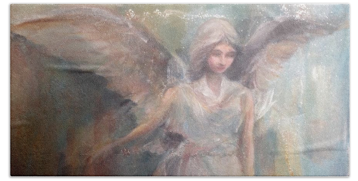 Angel Beach Towel featuring the painting Angel Dust by Lizzy Forrester