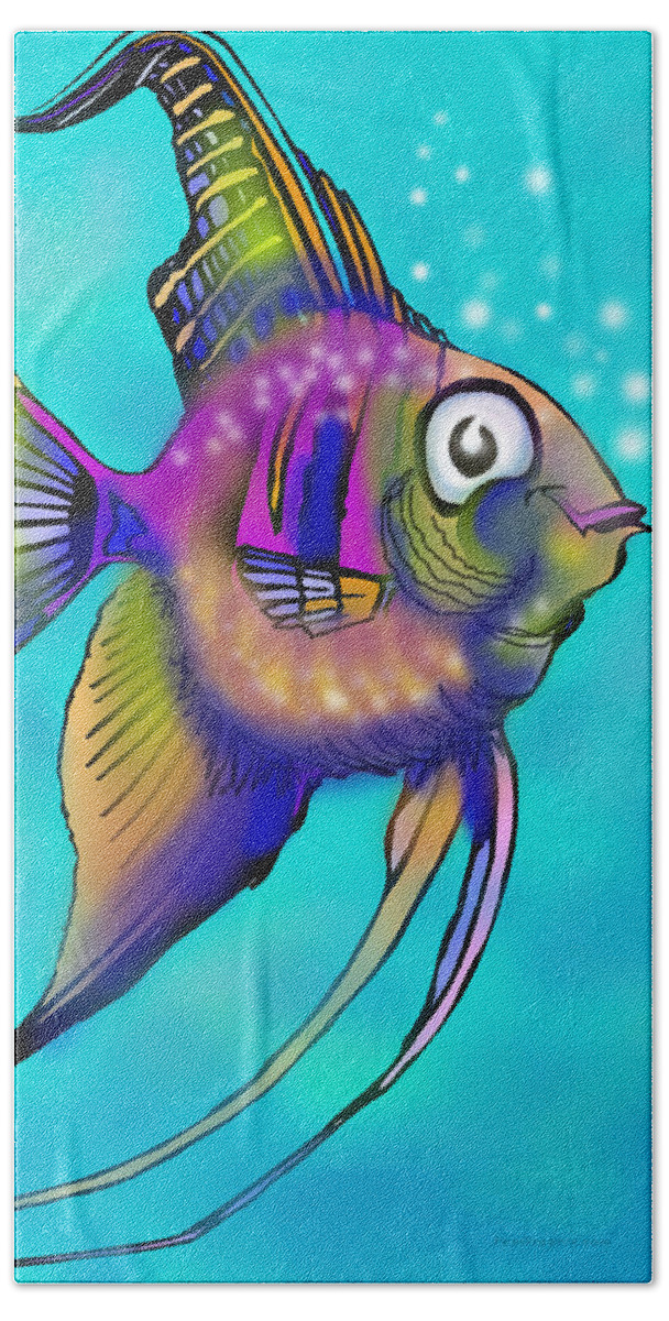 Angelfish Beach Towel featuring the painting Angelfish by Kevin Middleton