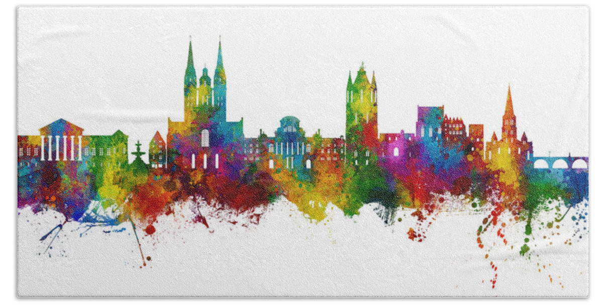 Angers Beach Towel featuring the digital art Angers France Skyline #58 by Michael Tompsett