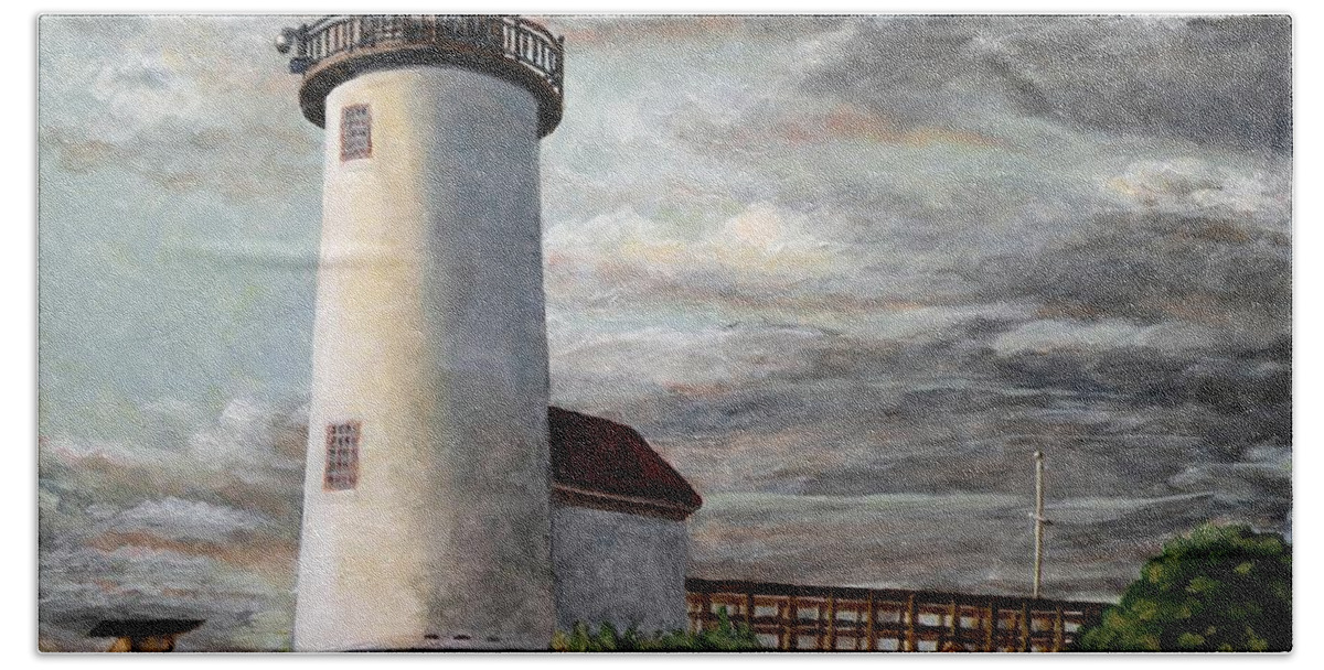 Lighthouse Beach Sheet featuring the painting Annisquam Storm clouds by Eileen Patten Oliver