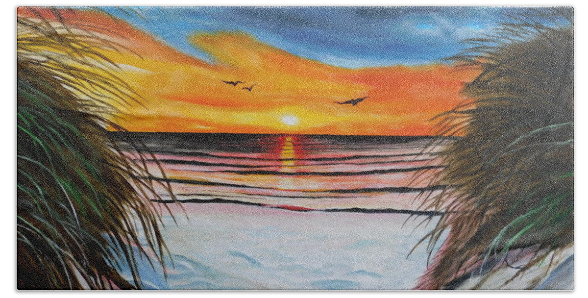 Siesta Key Beach Sheet featuring the painting Another Beautiful Paradise Sunset by Lloyd Dobson