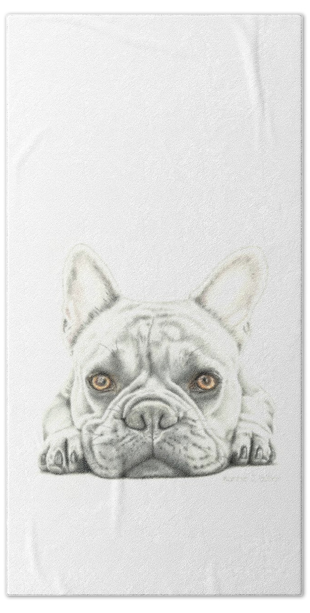 Bulldog Beach Towel featuring the drawing Another Monday by Karrie J Butler