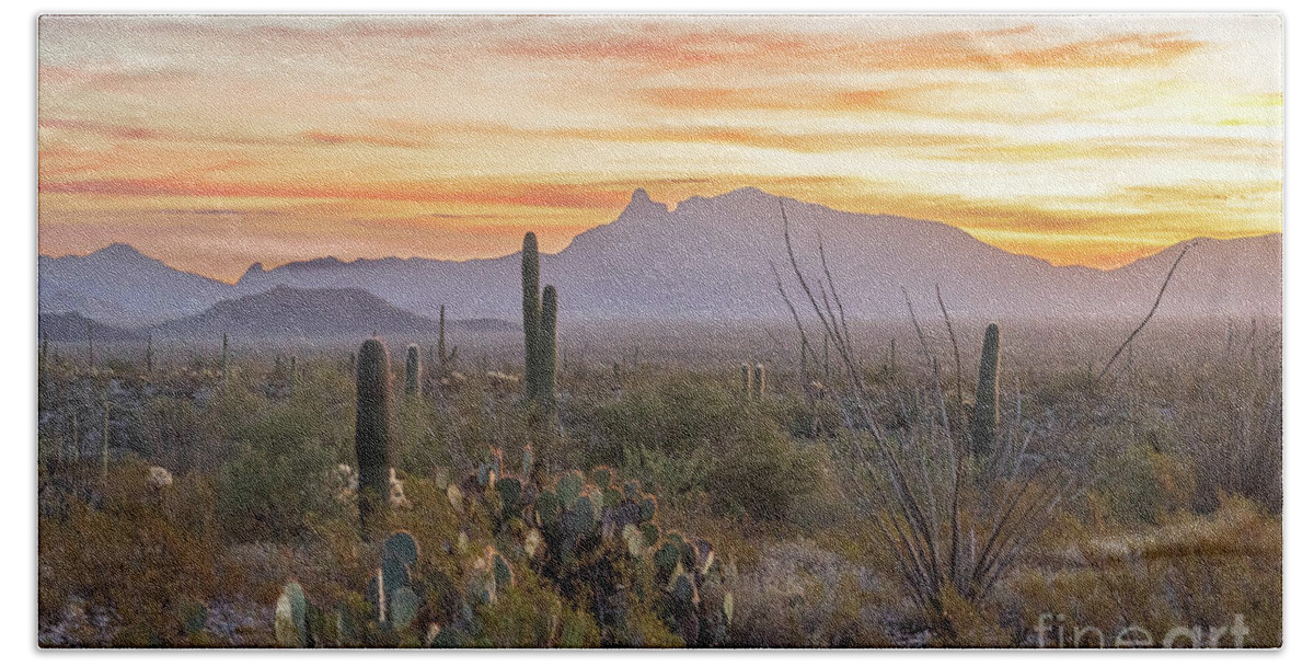 Desert Beach Towel featuring the photograph Another Sonoran Sunrise by Jeff Hubbard