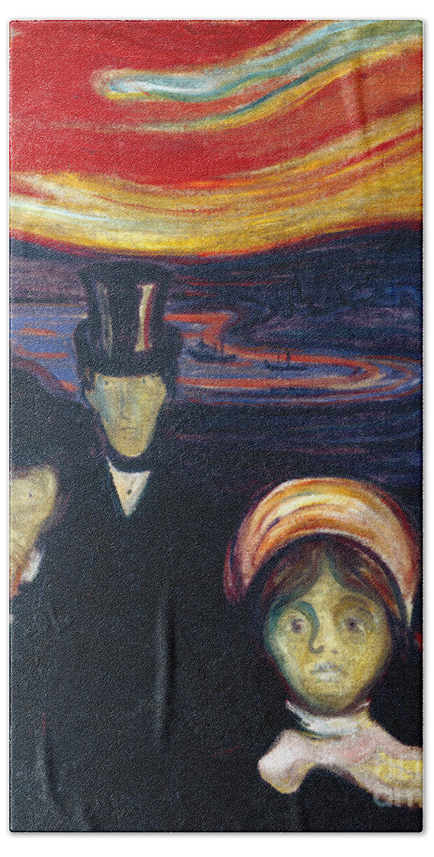 Anxiety Beach Towel featuring the painting Anxiety, 1894 By Edvard Munch by Edvard Munch