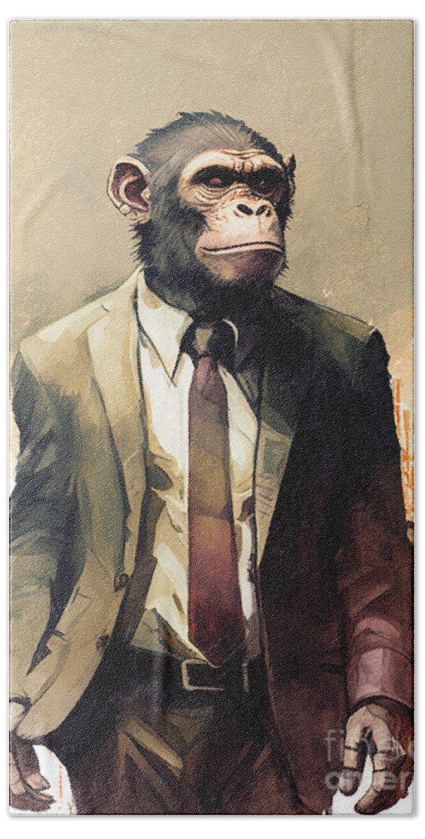 Ape in Suit Watercolor Hipster Animal Retro Costume Beach Towel by Jeff  Creation - Pixels