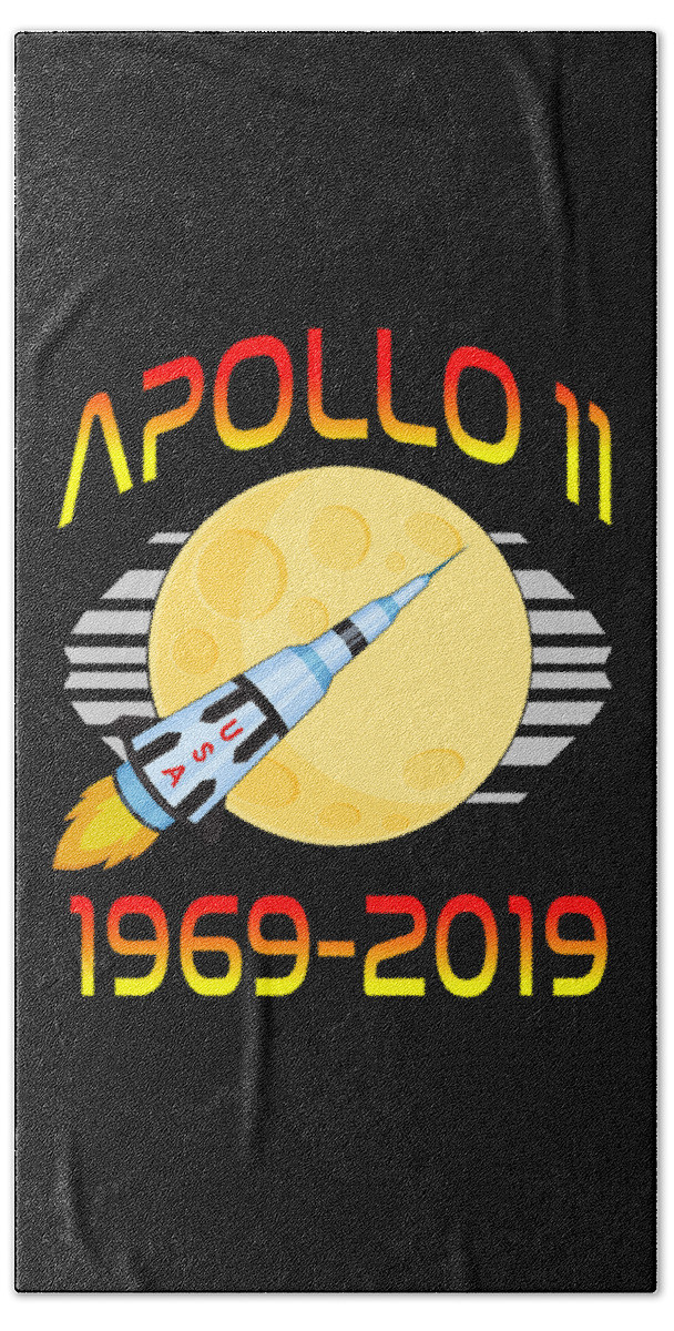 Space Beach Towel featuring the digital art Apollo 11 50th Anniversary Retro Moon Landing by Flippin Sweet Gear