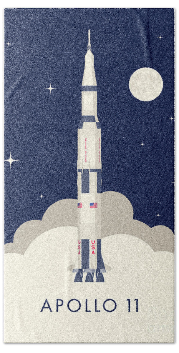 Apollo 11 Beach Towel featuring the digital art Apollo 11 Space - Saturn Rocket A by Organic Synthesis