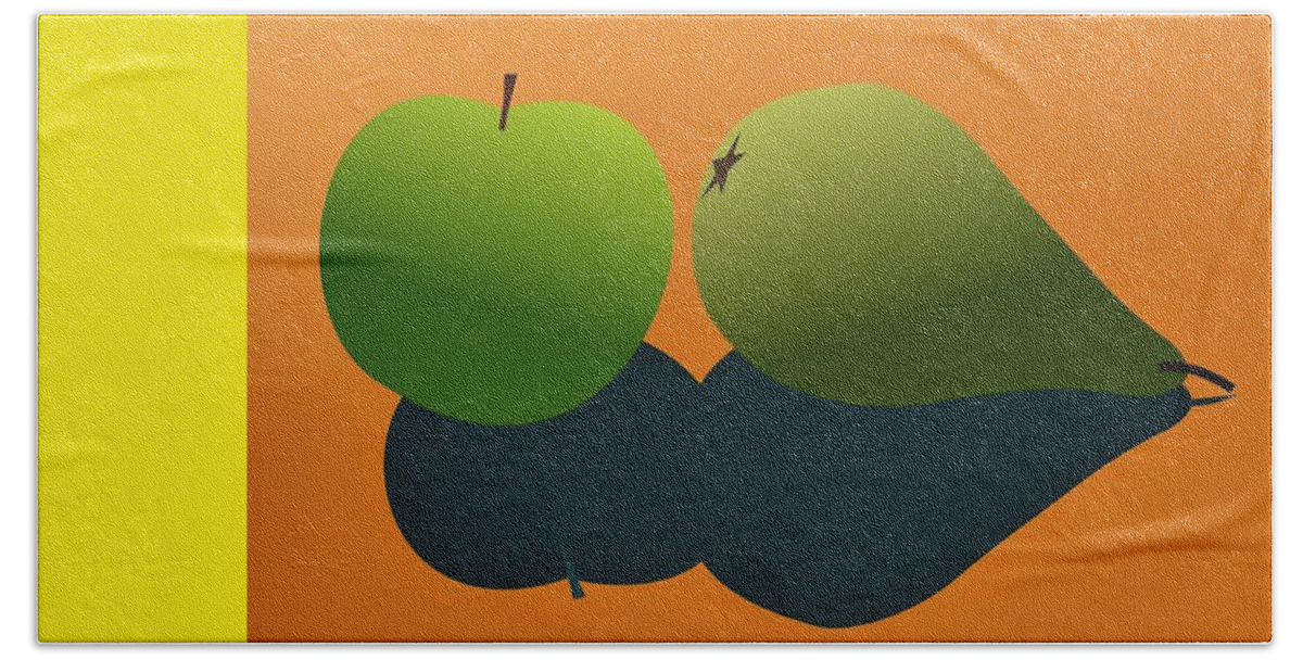 Apple Beach Towel featuring the digital art Apple and Pear by Fatline Graphic Art