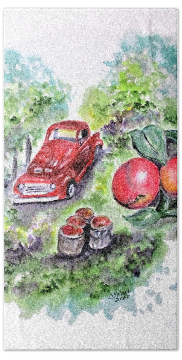 Harvest Beach Towel featuring the painting Apple Truck by Clyde J Kell
