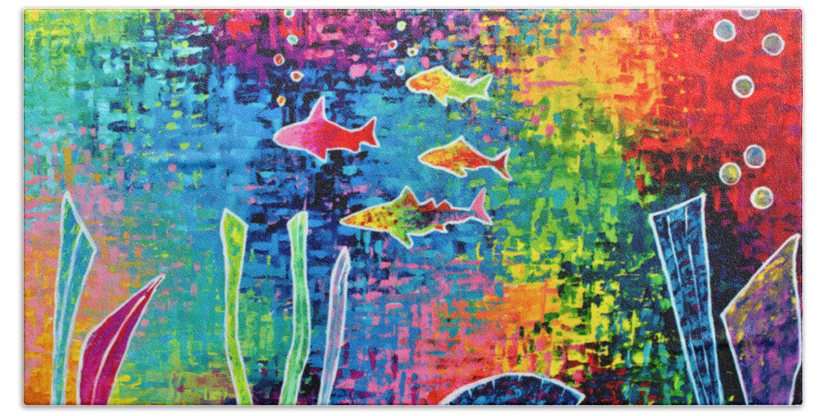 Aquarium Beach Sheet featuring the painting Aquarium by Jeremy Aiyadurai