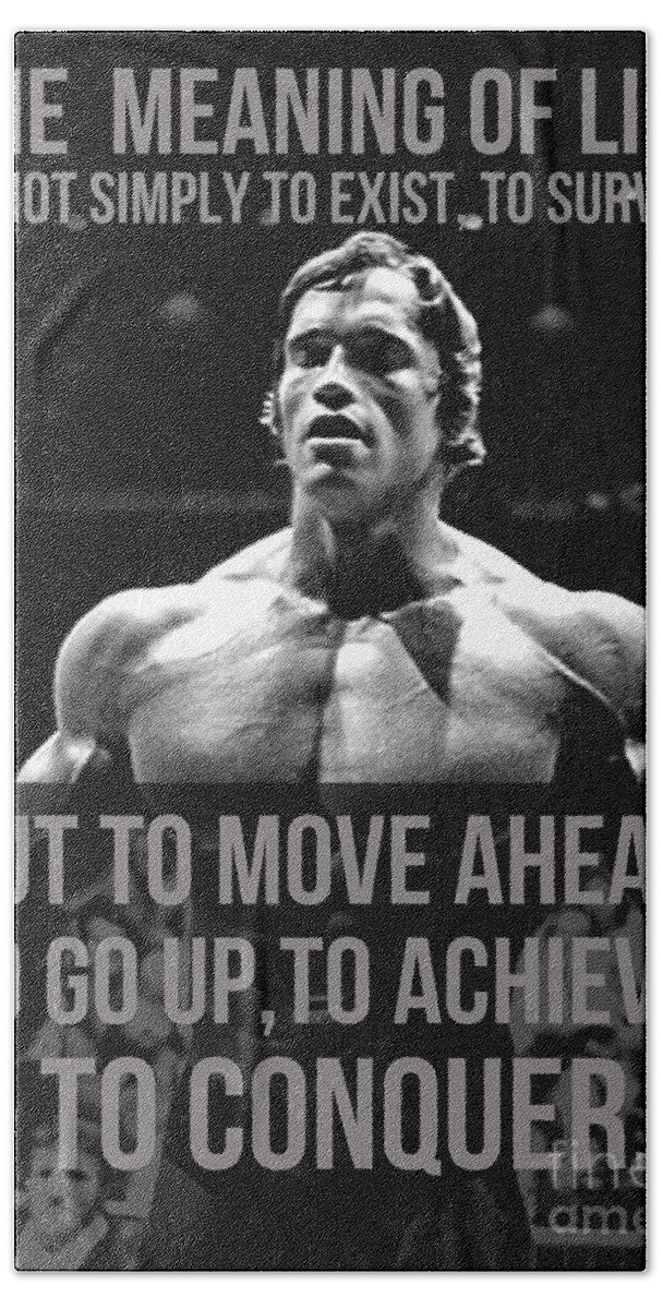 Arnold Schwarzenegger Fitness Gym And Body Building Motivational Canvas Art  Beach Towel by Woodify Arts - Pixels