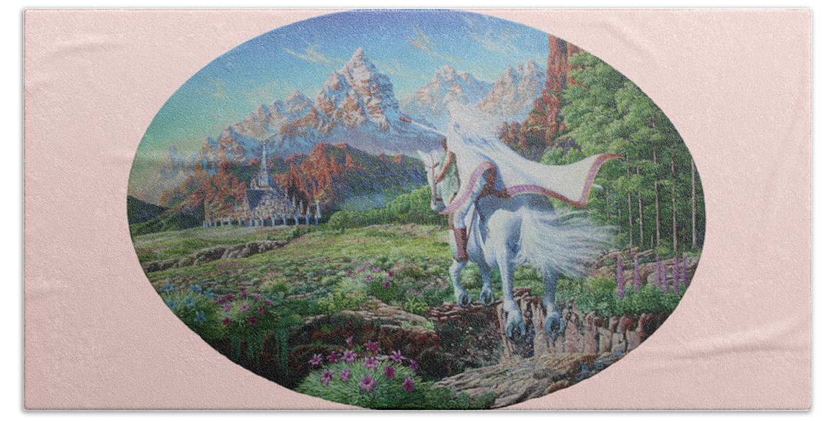 Gandalf Beach Towel featuring the painting Arrival at Minas Tirith by Michael Goguen