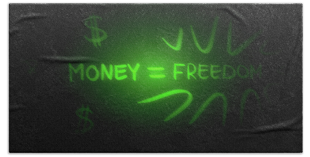 Money Beach Towel featuring the digital art Art - Money Equals Freedom by Matthias Zegveld