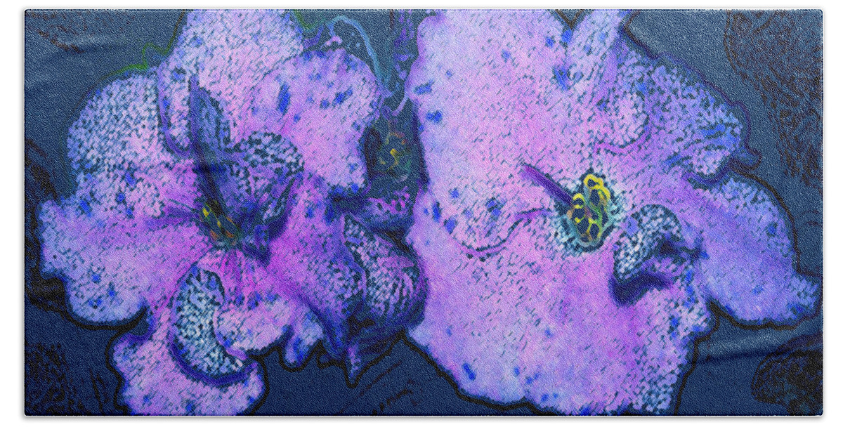 Floral Beach Towel featuring the painting Art of the Violets by Vallee Johnson