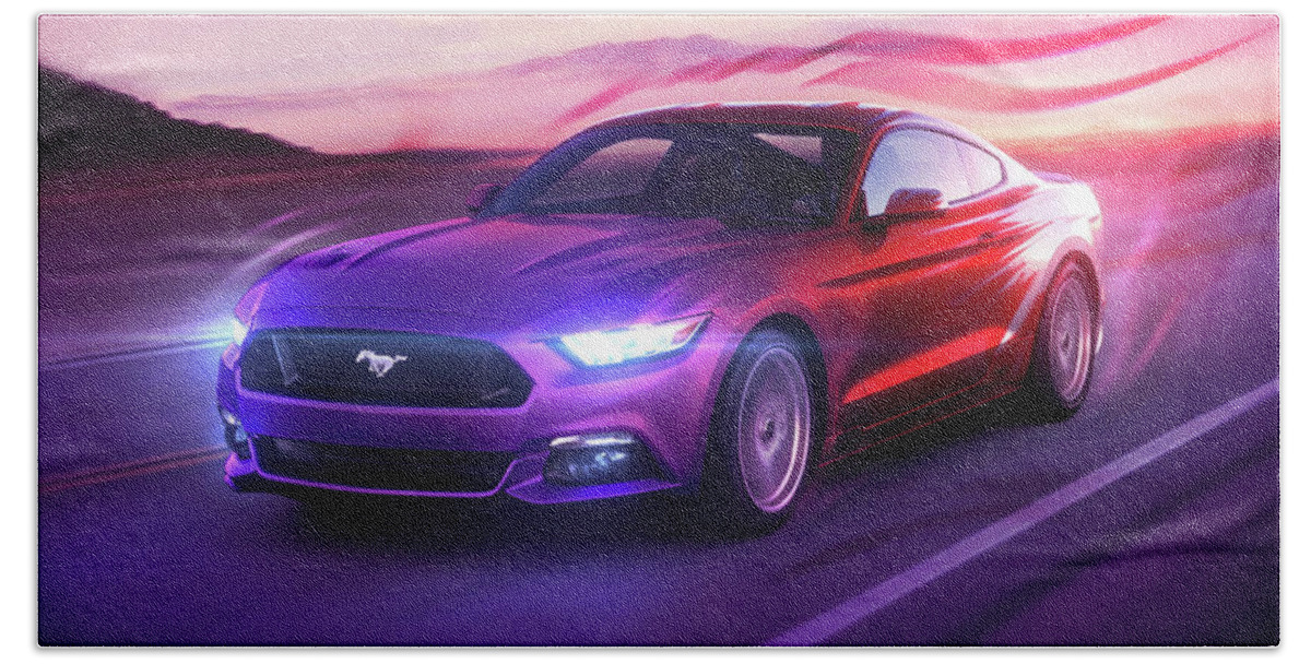 Cars Beach Towel featuring the digital art Art - The Great Ford Mustang by Matthias Zegveld