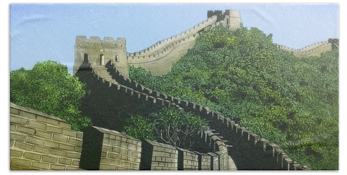 China Beach Towel featuring the digital art Art - The Great Wall by Matthias Zegveld