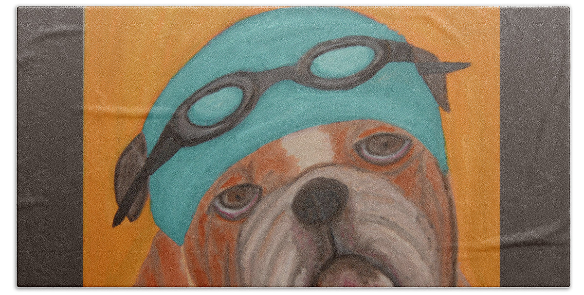 Dogs Beach Towel featuring the painting Arthur After Swimming by Anita Hummel