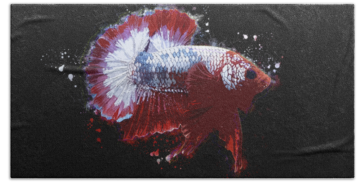 Artistic Beach Towel featuring the digital art Artistic FCCP Betta Fish by Sambel Pedes