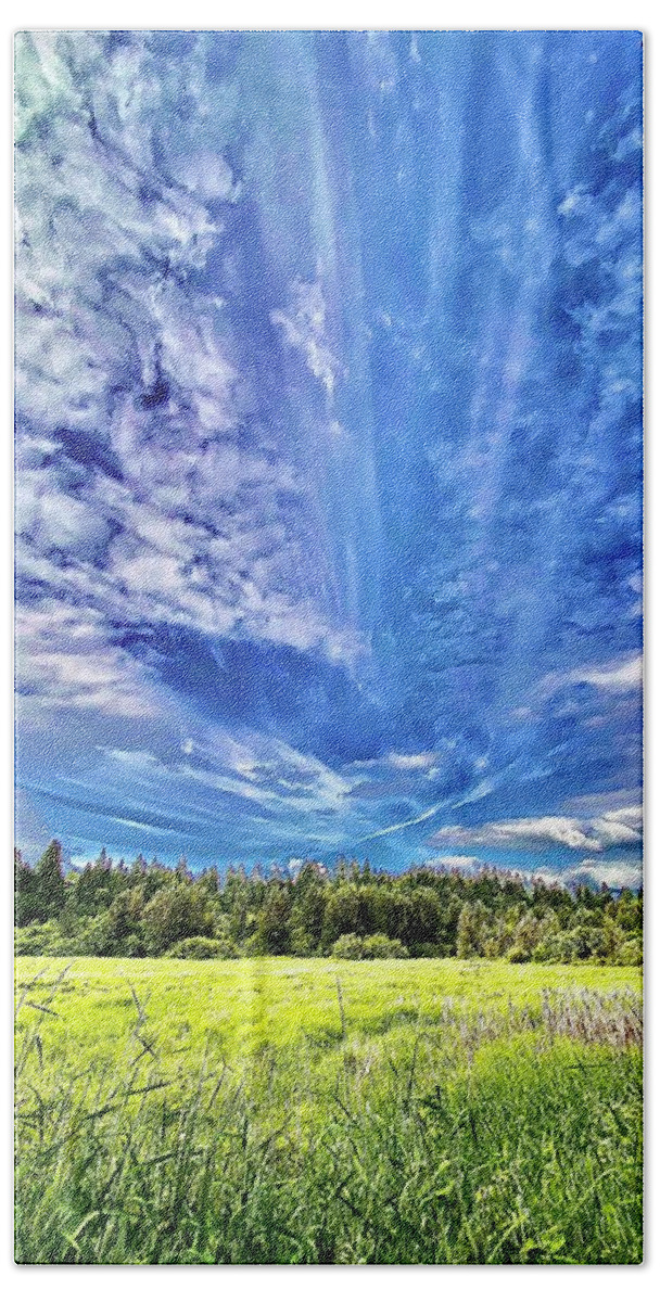 Cirrus Beach Towel featuring the photograph Artistic Sky at Salmon Creek by Michael Oceanofwisdom Bidwell