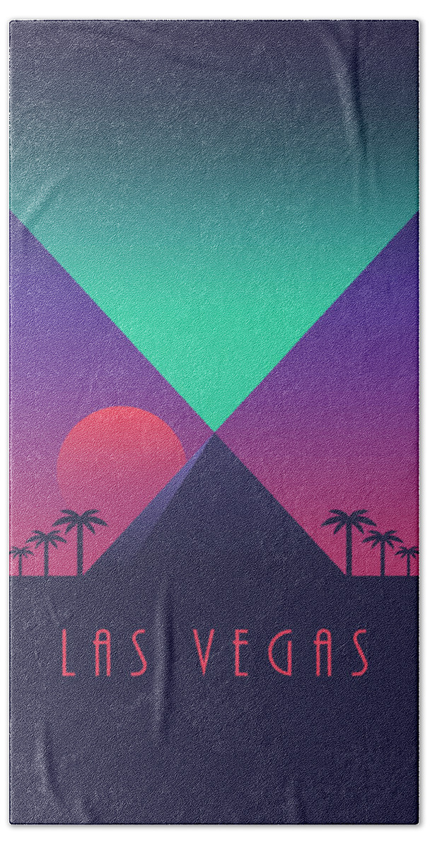 Las Beach Towel featuring the digital art Las Vegas City Skyline Retro Art Deco - Pyramid by Organic Synthesis