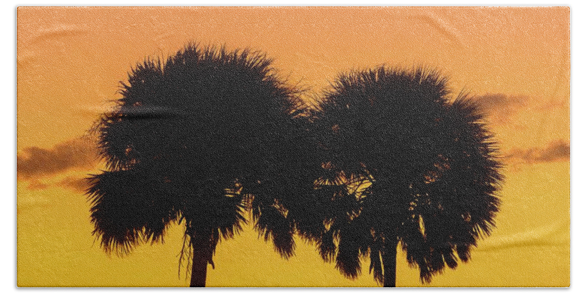 Sunset Beach Towel featuring the photograph Two Palm Sunset by Robert Wilder Jr