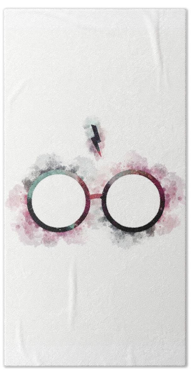 Harry Potter Beach Towel featuring the digital art Harry Potter Glasses Watercolor II by Ink Well