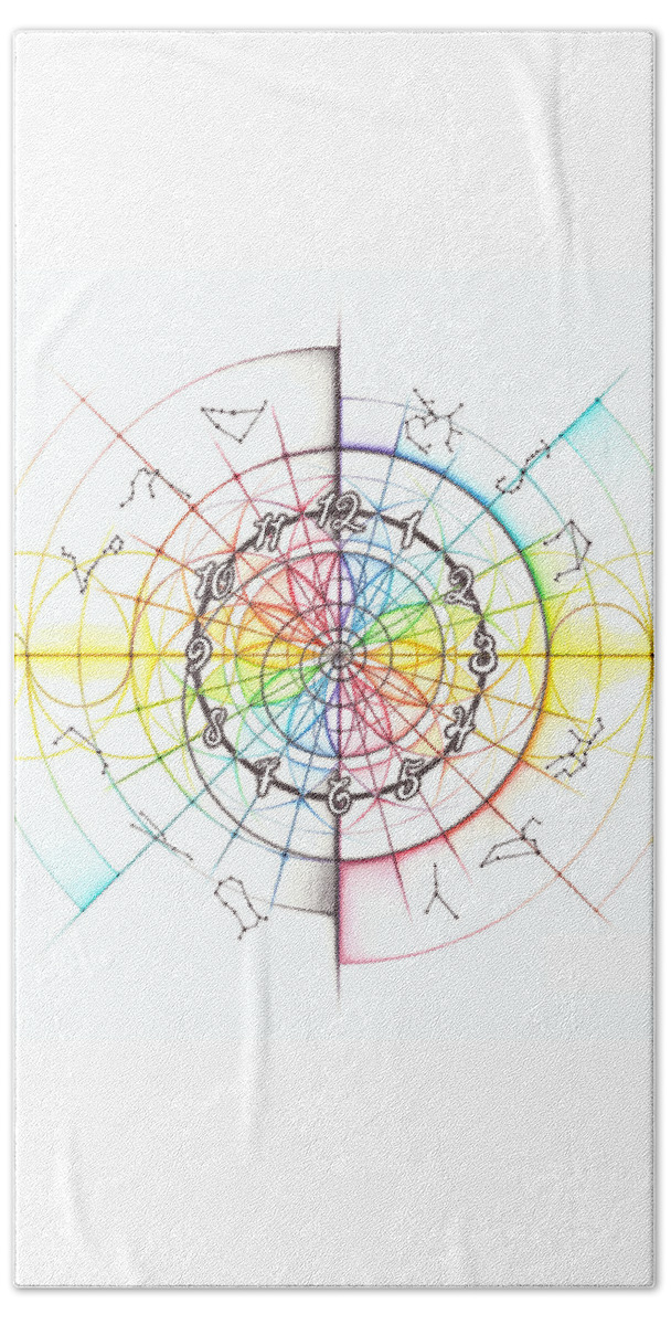 Time Beach Towel featuring the drawing Intuitive Geometry Time by Nathalie Strassburg