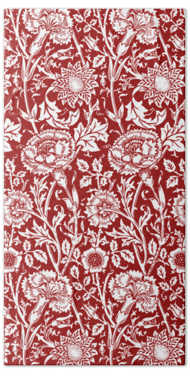 William Morris Beach Towel featuring the digital art William Morris Floral Pattern by Eclectic at Heart