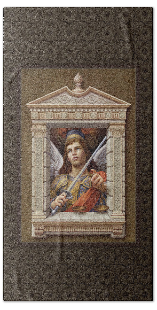 Christian Art Beach Towel featuring the painting Archangel Michael 2 by Kurt Wenner