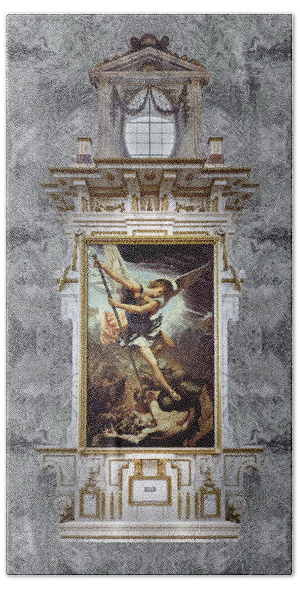 Christian Art Beach Towel featuring the painting Archangel Michael by Kurt Wenner