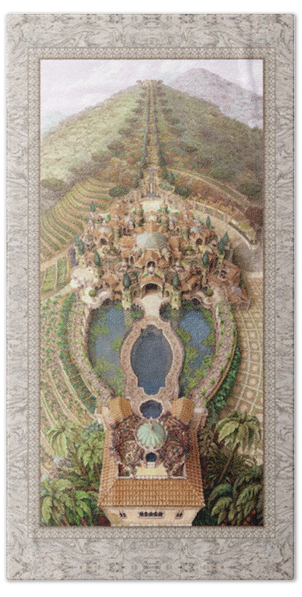 Villa Beach Towel featuring the painting Villa Te by Kurt Wenner