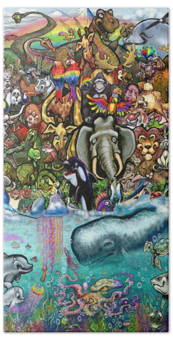 Animals Beach Towel featuring the digital art Animals of Land and Sea by Kevin Middleton